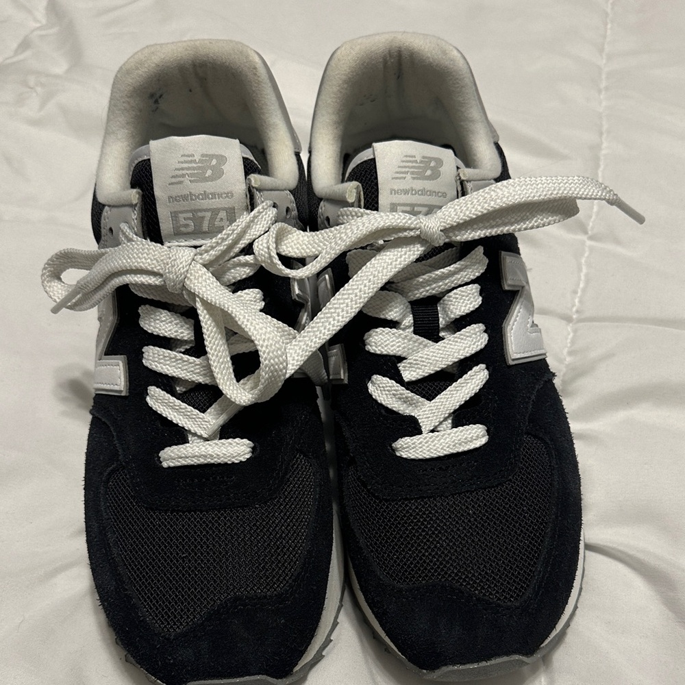 New Balance 574 Black and White Sneakers